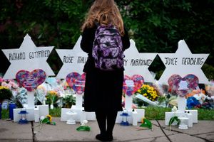 11 blev dræbt i massakren i Three of Life synagogen i Pittsburgh den 27. oktober. Foto: Ritzau Scanpix/Brendan Smialowski