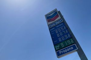 Med 8,05 dollars ligger prisen for en gallon benzin i store dele af USA nu over den statslige mindsteløn på 7,25 dollars i timen. Foto: Reuters/Lucy Nicholson