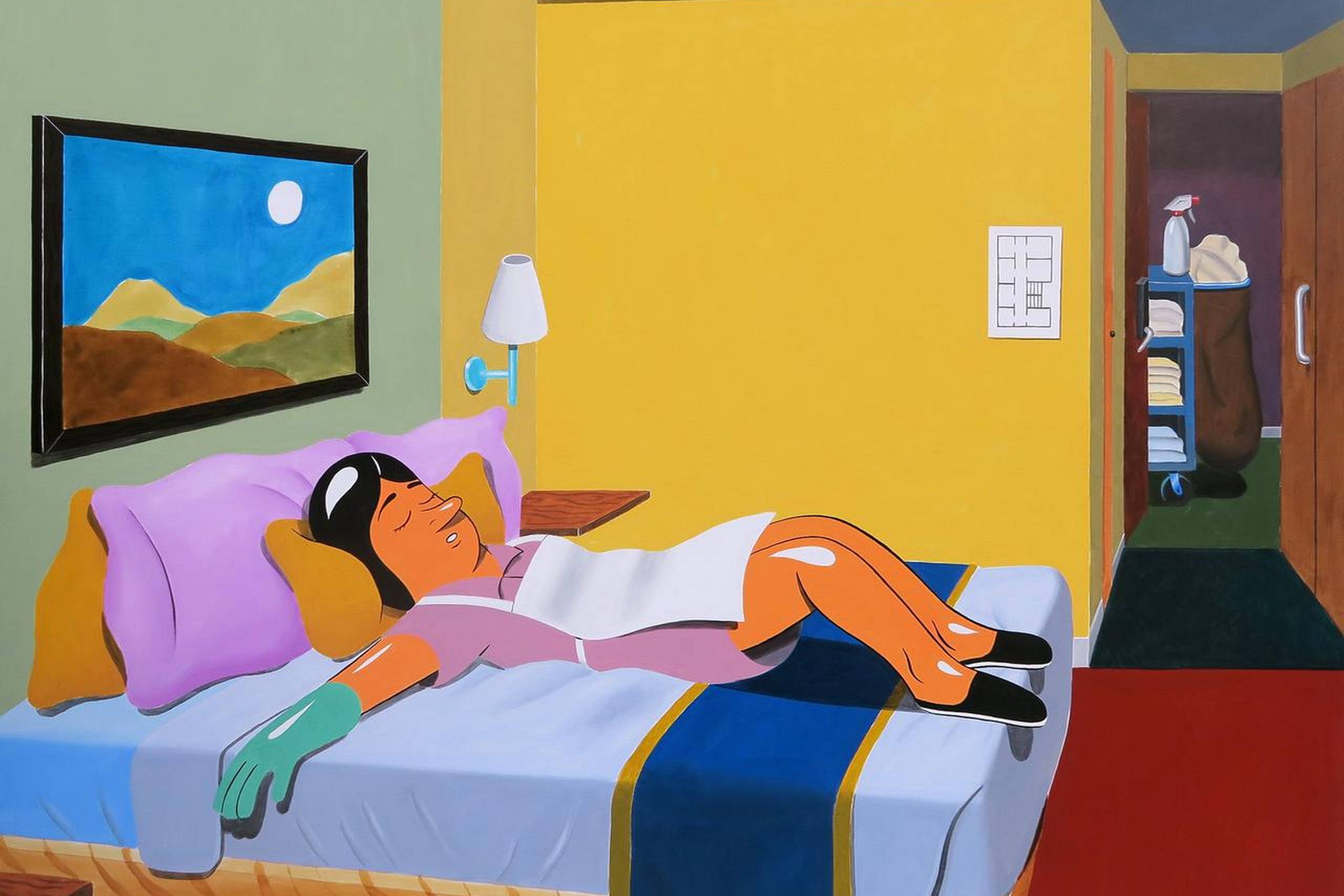 HuskMitNavn: ”Hotel Maid”, 2017, akryl på lærred, 160 x 160 cm