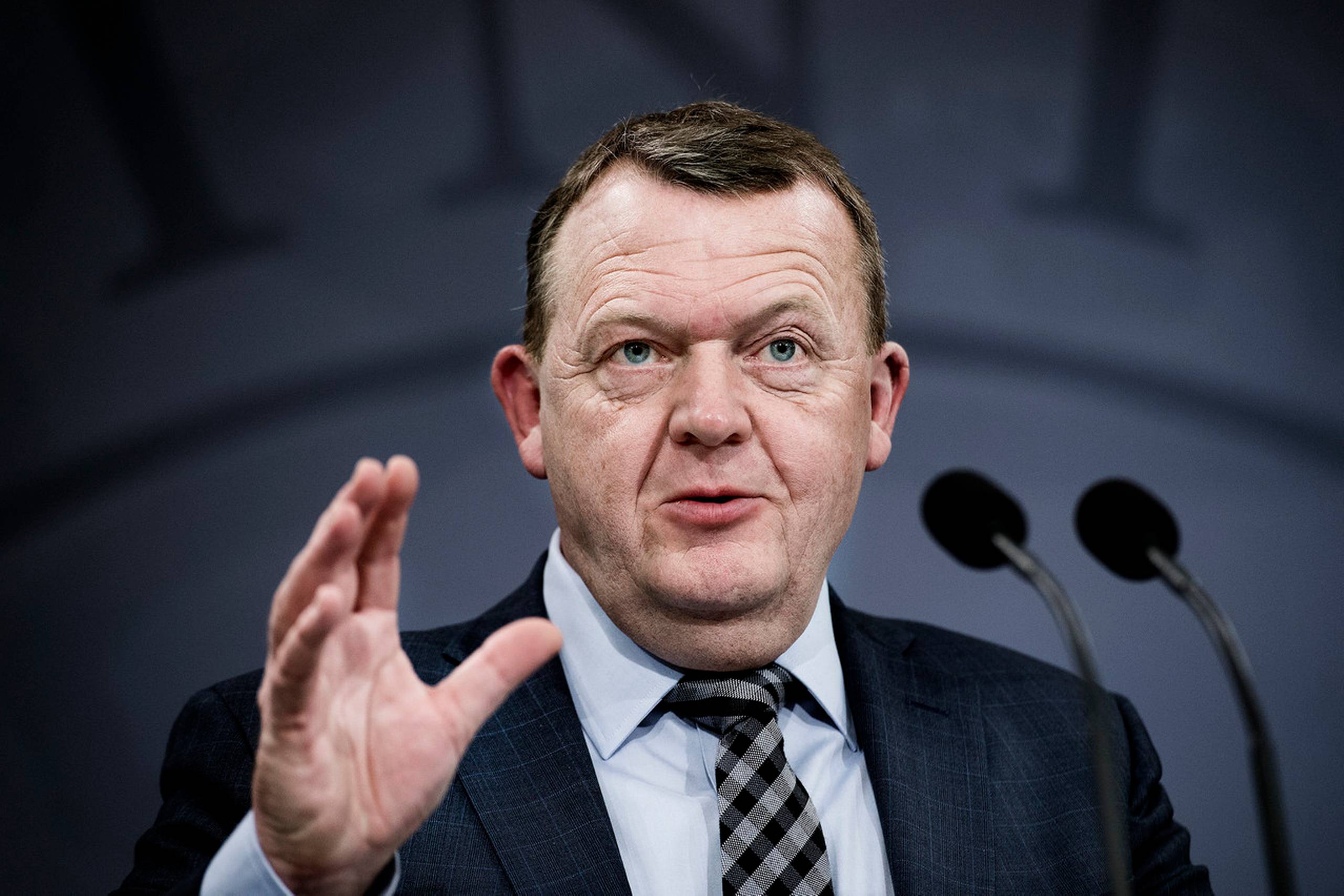 Statsminister Lars Løkke Rasmussen (V), da han holdt pressemøde i Spejlsalen i Statsministeriet. Foto: Liselotte Sabroe/Scanpix 2018.