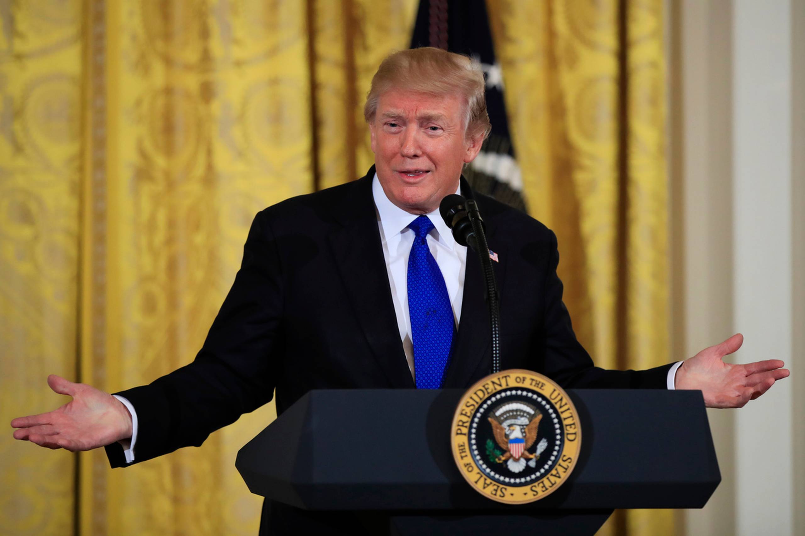 Talen er Trumps første "state of the union" tale. Talen bliver traditionelt holdt en gang om året af skiftende amerikanske præsidenter. Foto: Manuel Balce Ceneta/AP