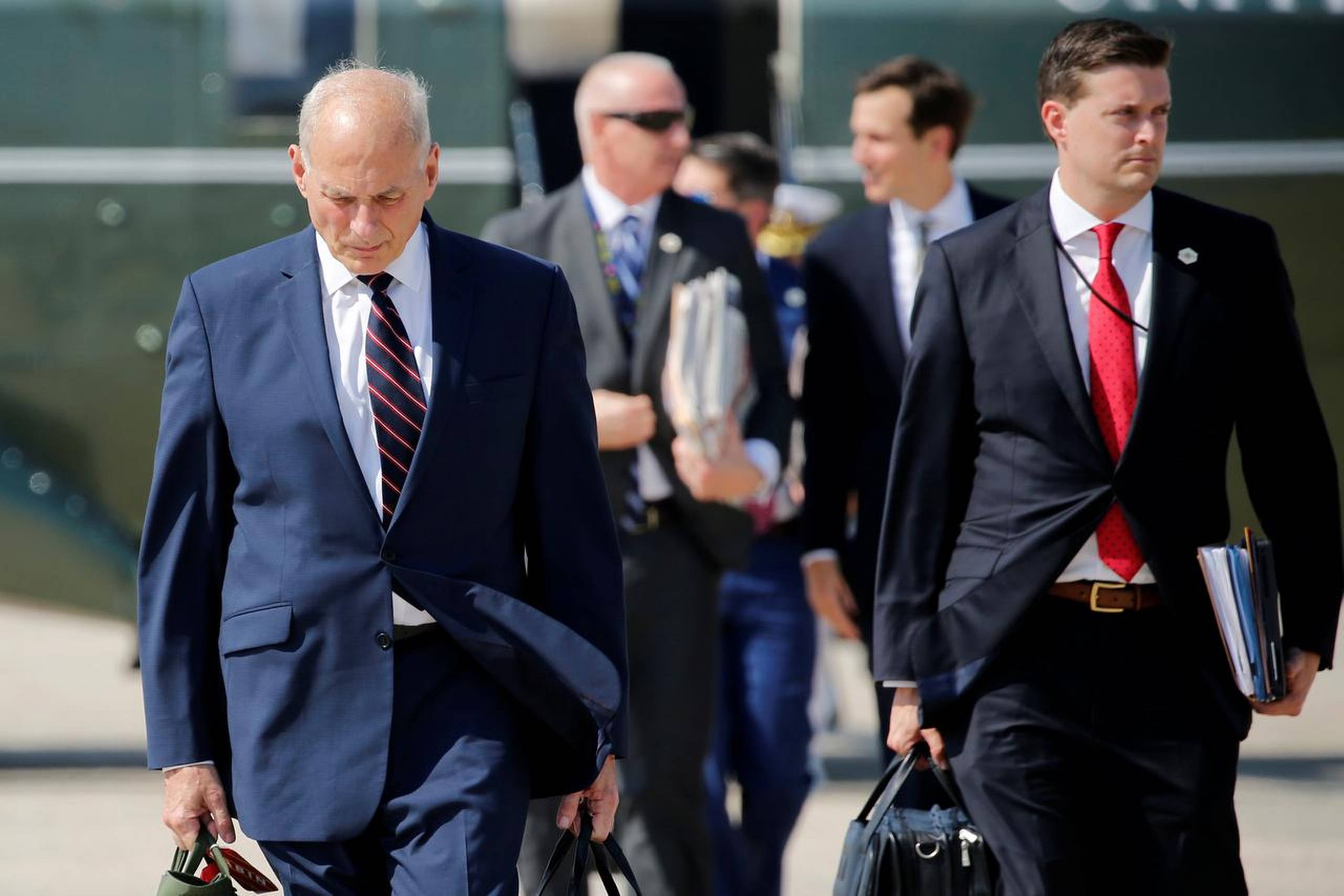 Rob Porter (th.) arbejdede tæt sammen med Det Hvide Hus' stabschef John Kelly. Foto: AP