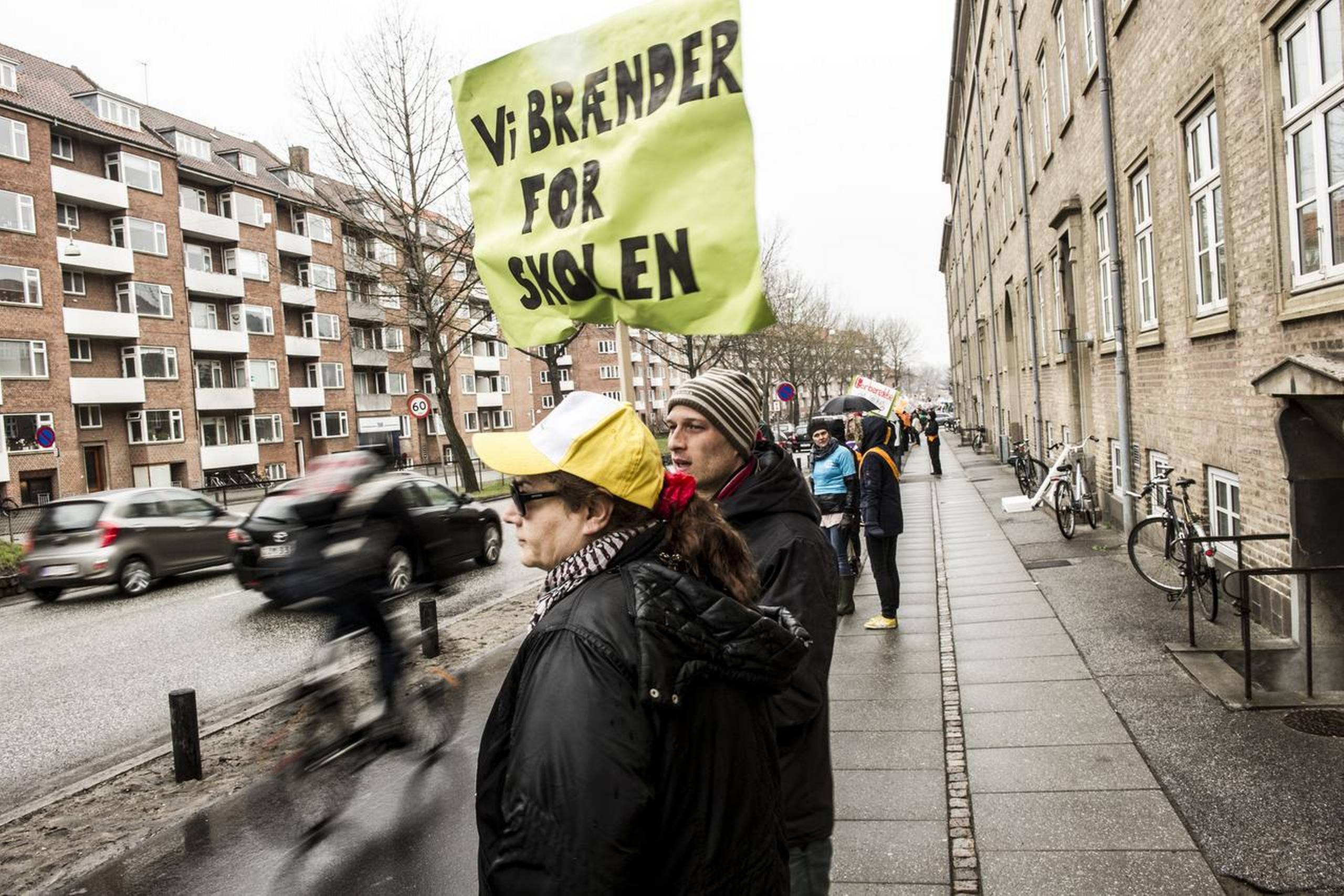 I 2013 kom det til konflikt på det offentlige område. Her demonstrerer lærere ved Ringgaden i Aarhus. Arkivfoto: Michael Hansen