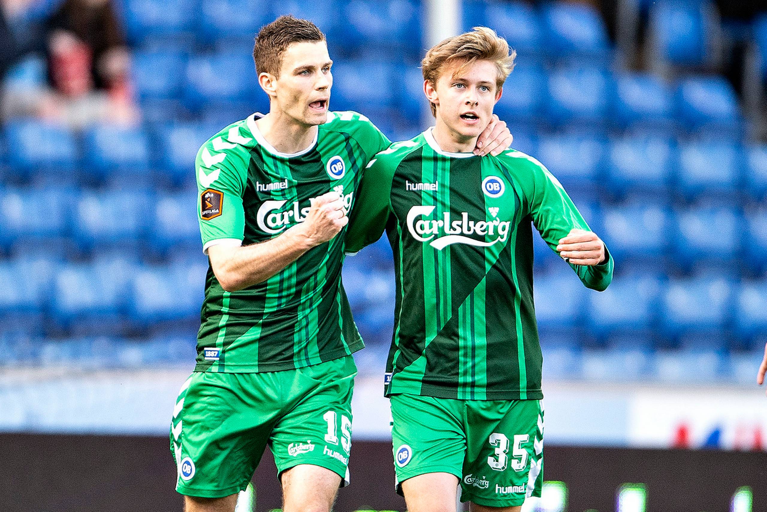 Angriberen Nicklas Helenius scorede onsdag sit sjette ligamål for OB siden skiftet til klubben sidste sommer. Målet faldt, da fynboerne spillede 1-1 i Randers. Foto: Henning Bagger