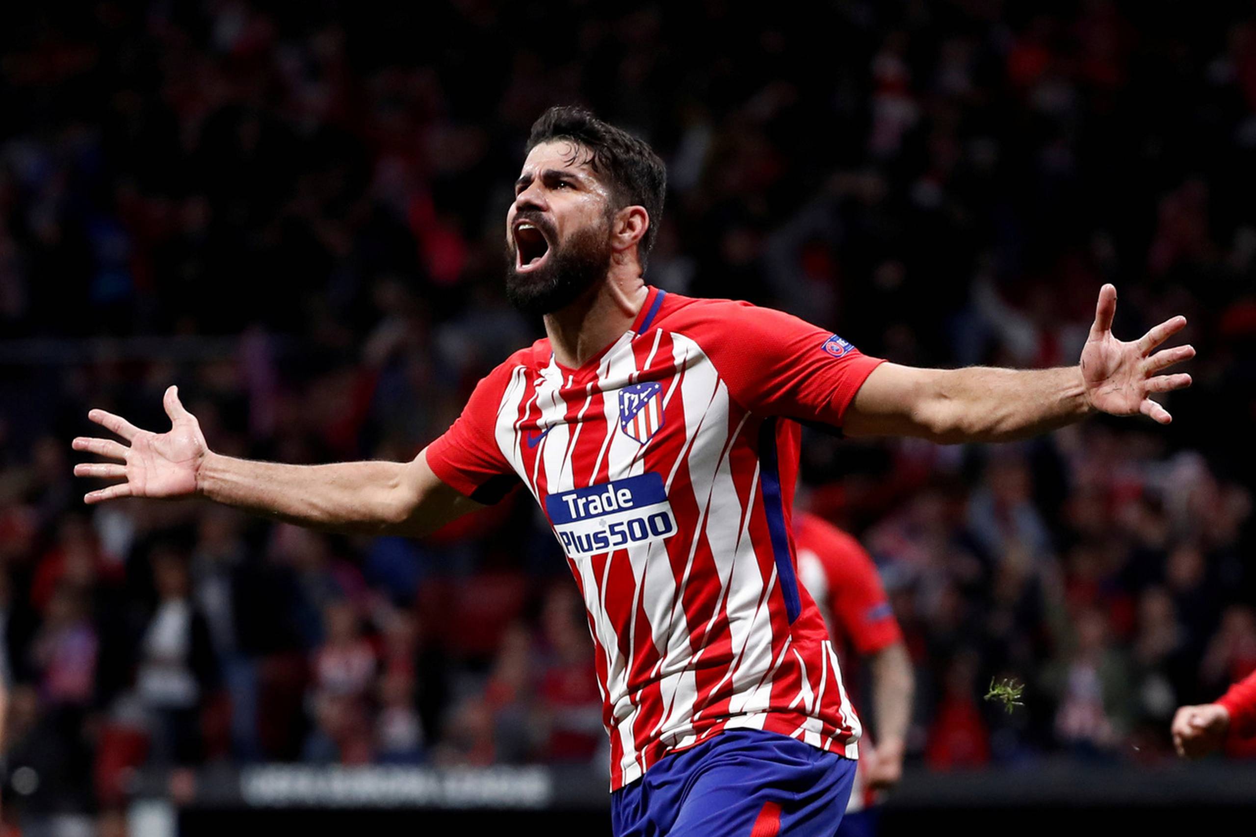Diego Costa fejrer sit mål i kampen mod Arsenal. Foto: Juan Medina/Ritzau Scanpix