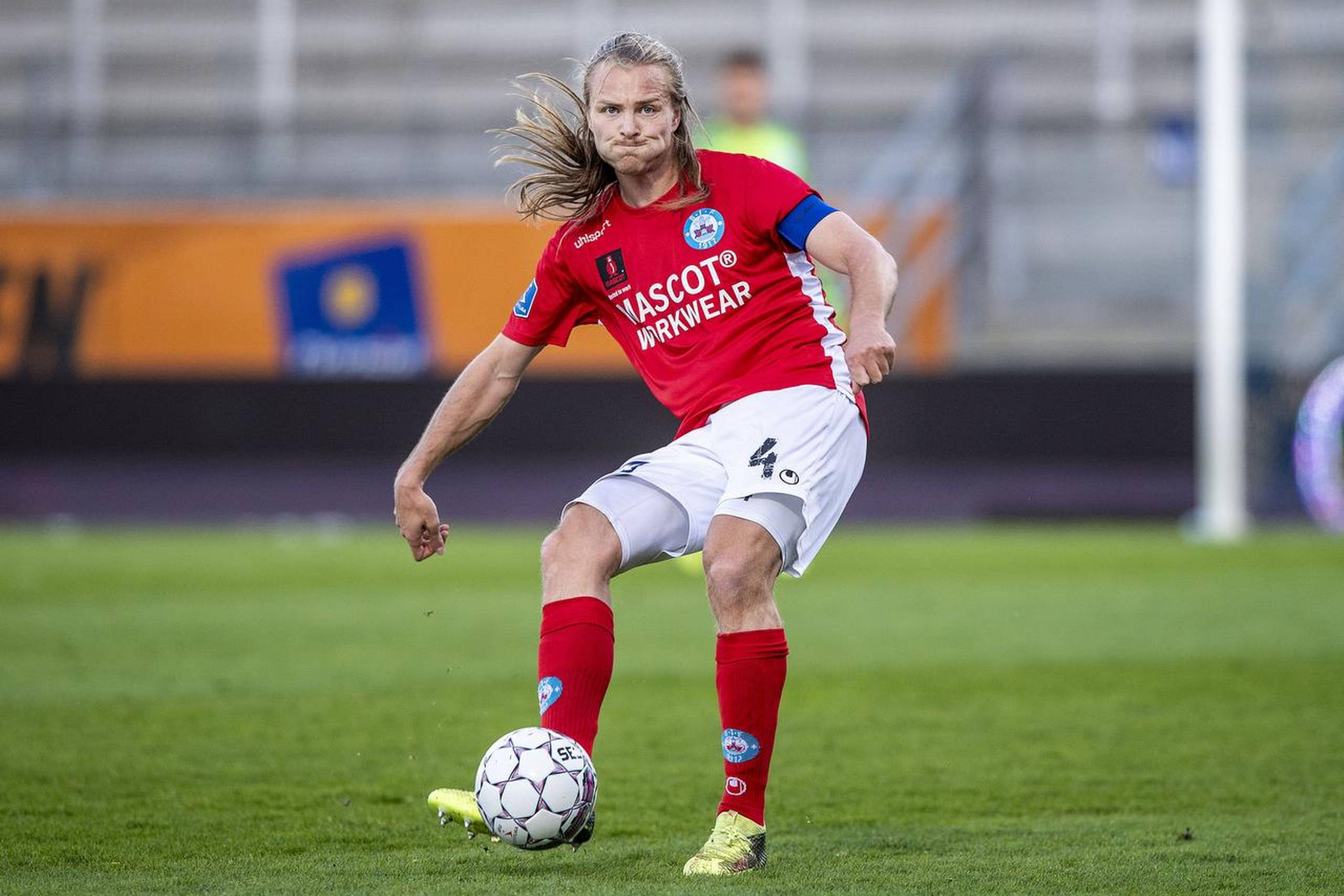 Simon Jakobsen (4), Silkeborg IF, under Alka Superliga-kampen mellem Lyngby Boldklub og Silkeborg IF på Lyngby Stadion søndag den 6. maj 2018. (Foto: Anders Kjærbye/Ritzau Scanpix)