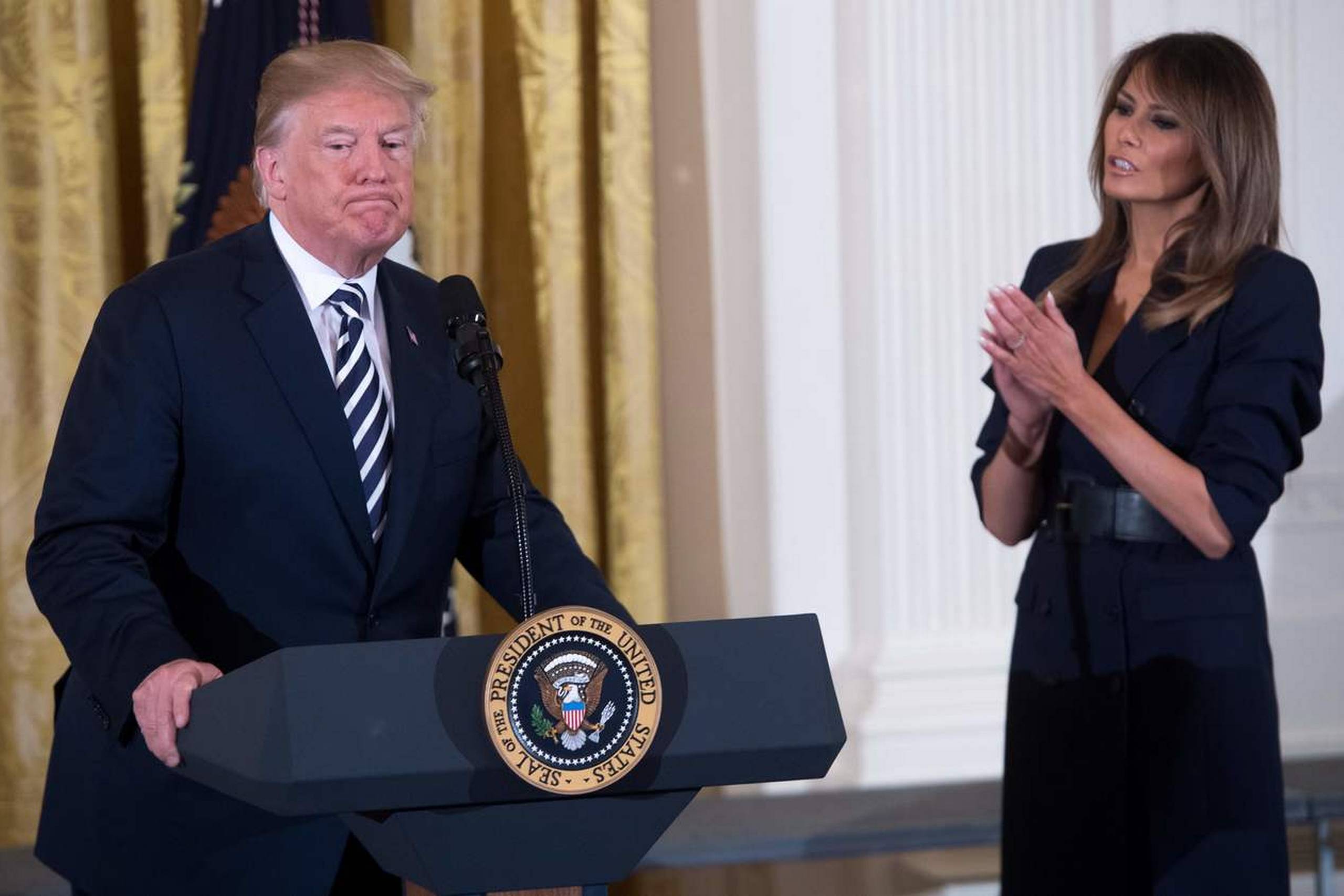 Melania Trump ses her med sin mand, USA's præsident Donald Trump. Arkivfoto: Saul Loeb/AFP