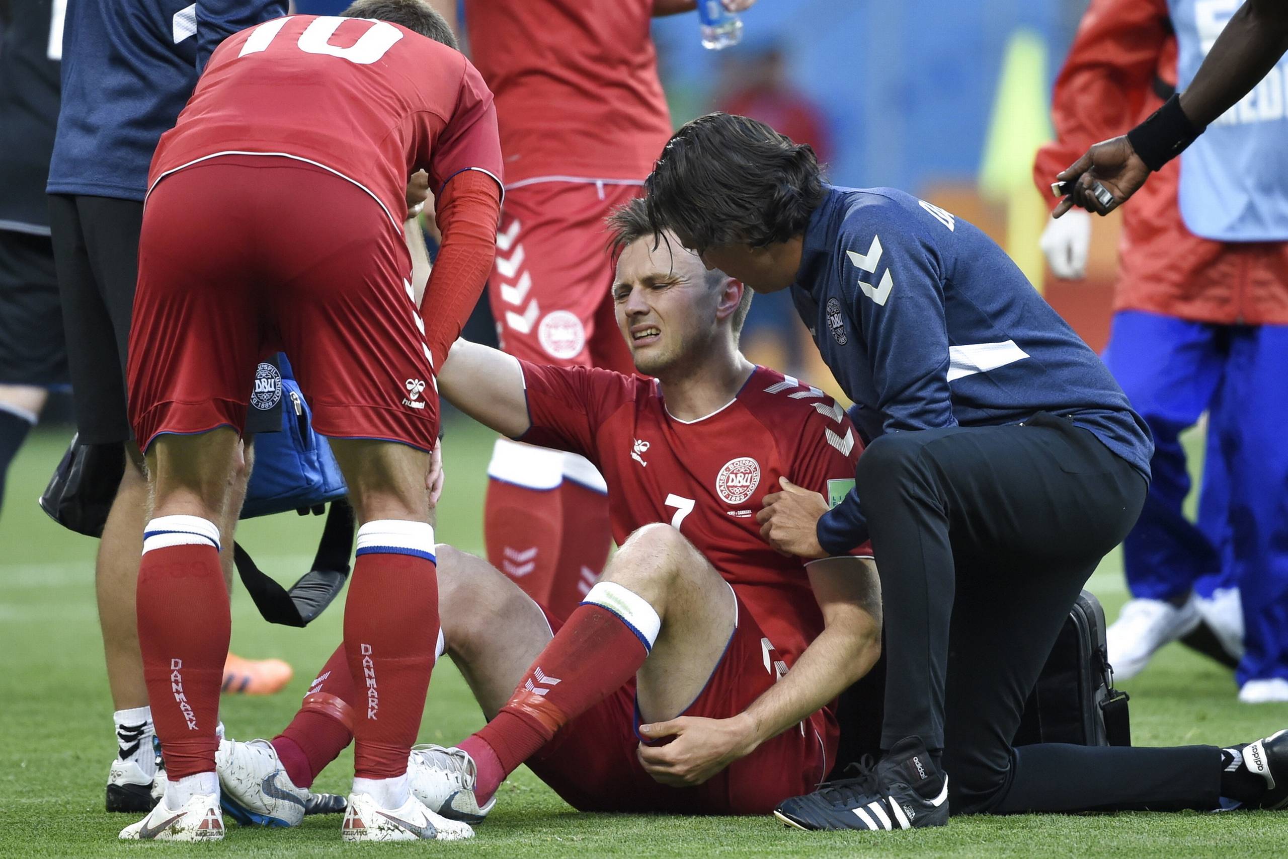 Kvist udgik efter en halv time med to brækkede ribben og en punkteret lunge. Foto: Liselotte Sabroe/Ritzau Scanpix