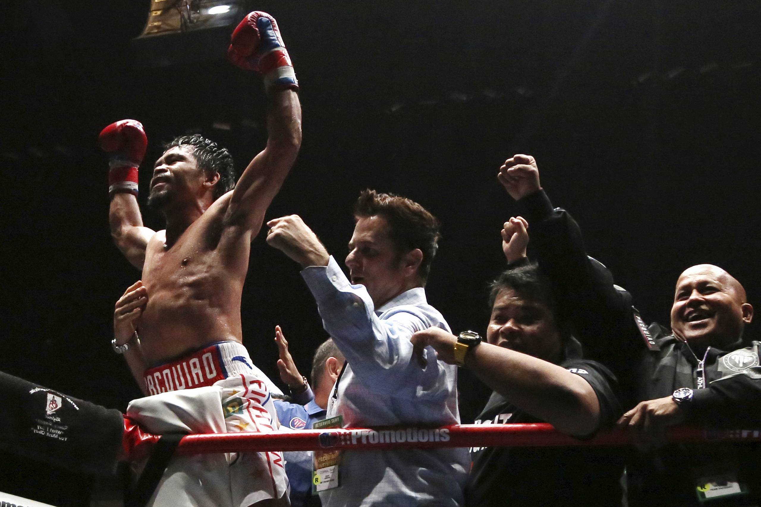 Manny Pacquiao efter sejren over Lucas Matthysse. Foto: Yam G-jun/AP