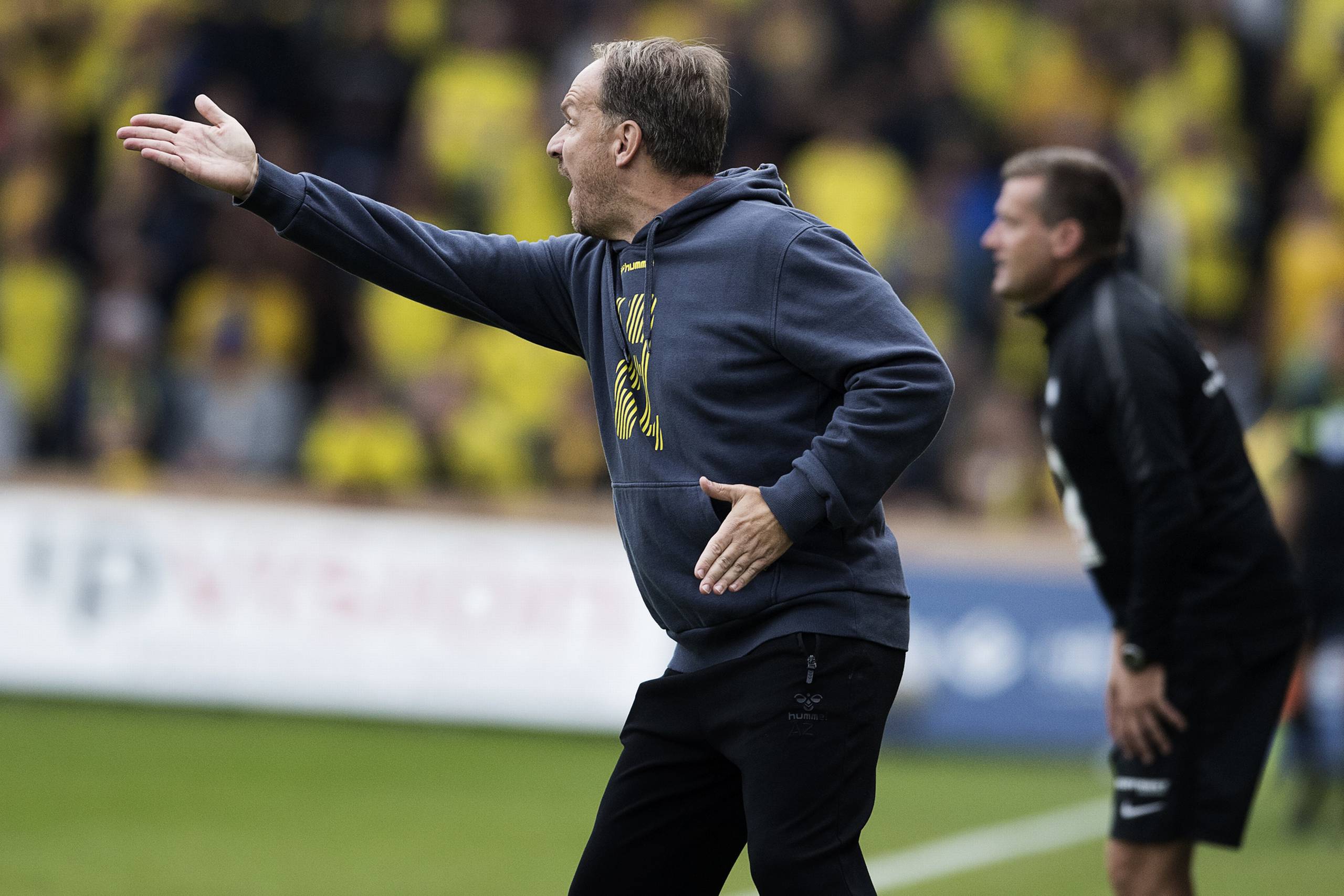 Brøndbys cheftræner Alexander Zorniger under mod Esbjerg. Foto: Claus Bech/Ritzau Scanpix