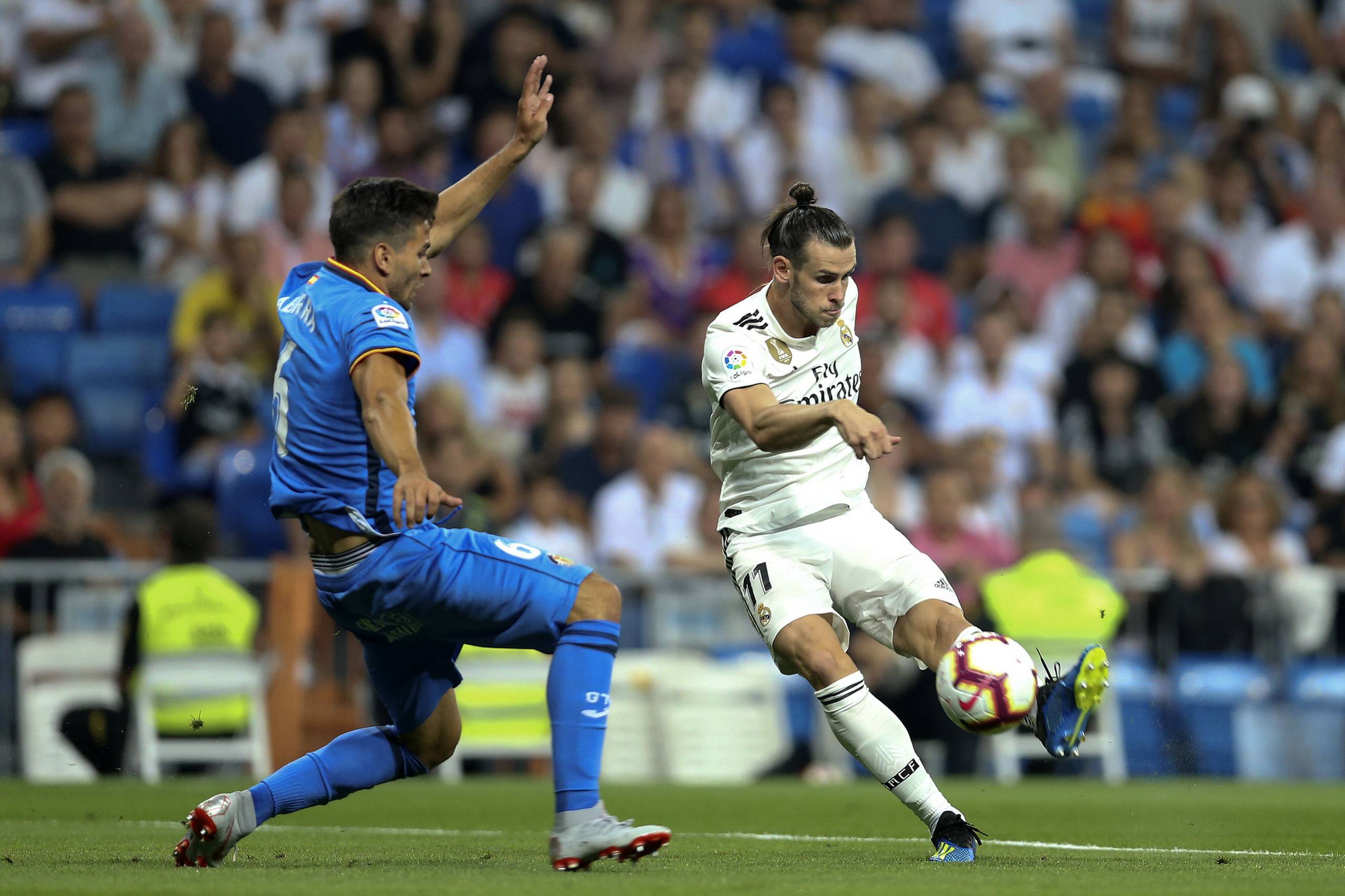 Gareth Bale stod for det ene mål, da Real Madrid søndag vandt med 2-0 over Getafe. Foto: Andrea Comas/AP