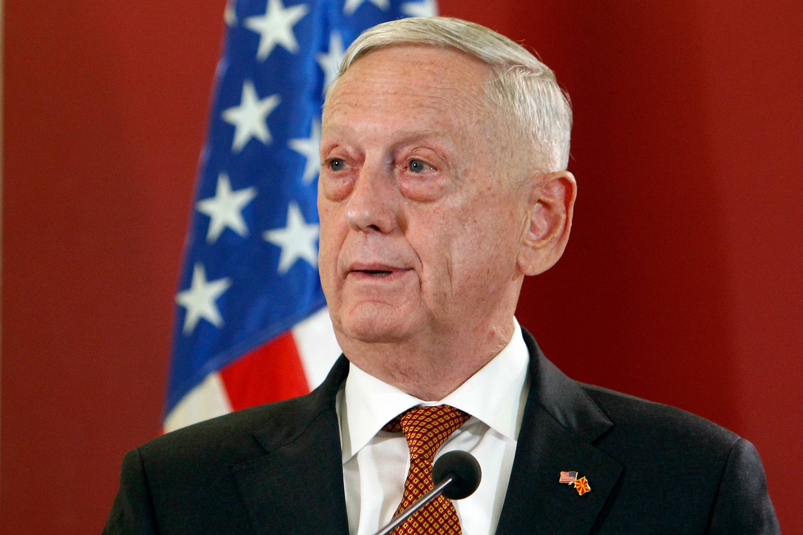 USA's forsvarsminister James Mattis under sit besøg i Makedoniens hovedstad Skopje tidligere på ugen. Foto: AP/Boris Grdanoski