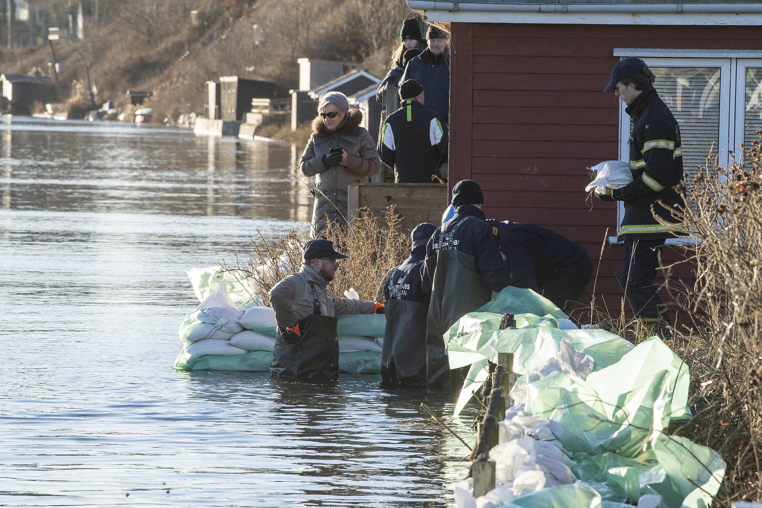 Stormflod ved Kelstrup Strand ved Haderslev onsdag. Foto: John Randeris/Ritzau Scanpix