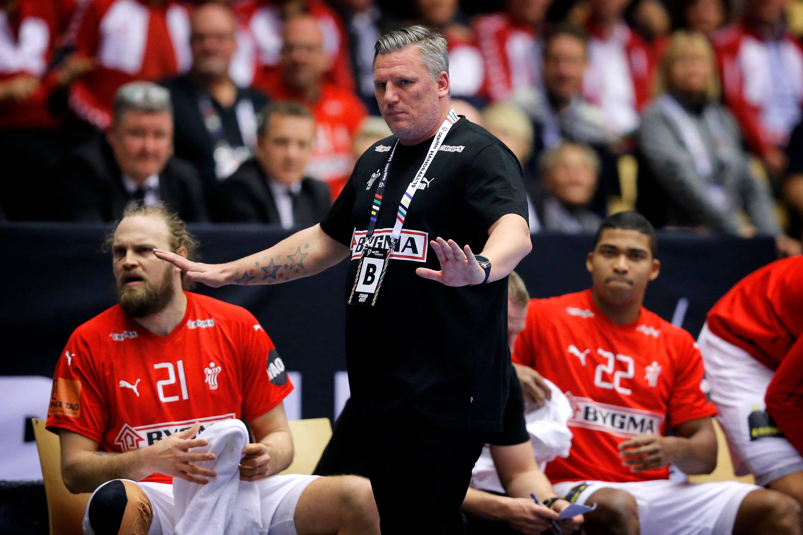 Landstræner Nikolaj Jacobsen og resten af håndboldherrerne skal forsøge at leve op til guldmedaljerne fra VM 2021, når EM begynder i midten af januar. Foto: Jens Dresling