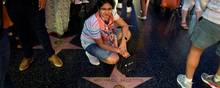 Michael Jacksons stjerne på Hollywoods Walk of Fame tiltrækker stadig mange turister. Foto: Agustin Paullier/AFP