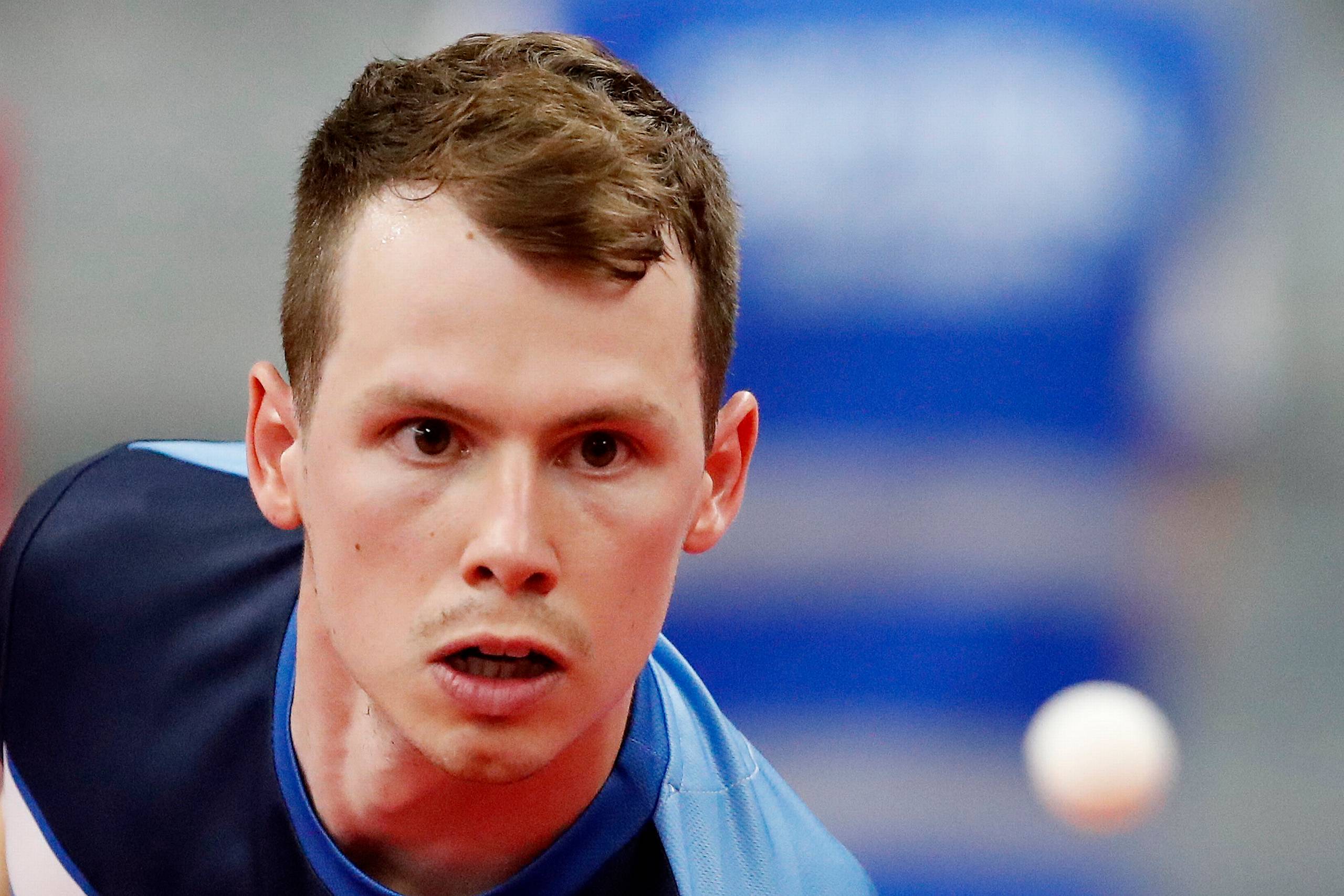     2019 European Games - Table Tennis - Men's Singles - Tennis Olympic Centre, Minsk, Belarus - June 26, 2019. Denmark's Jonathan Groth in action with Germany's Timo Boll during the gold medal match. Foto: Vasily Fedosenko/Reuters  