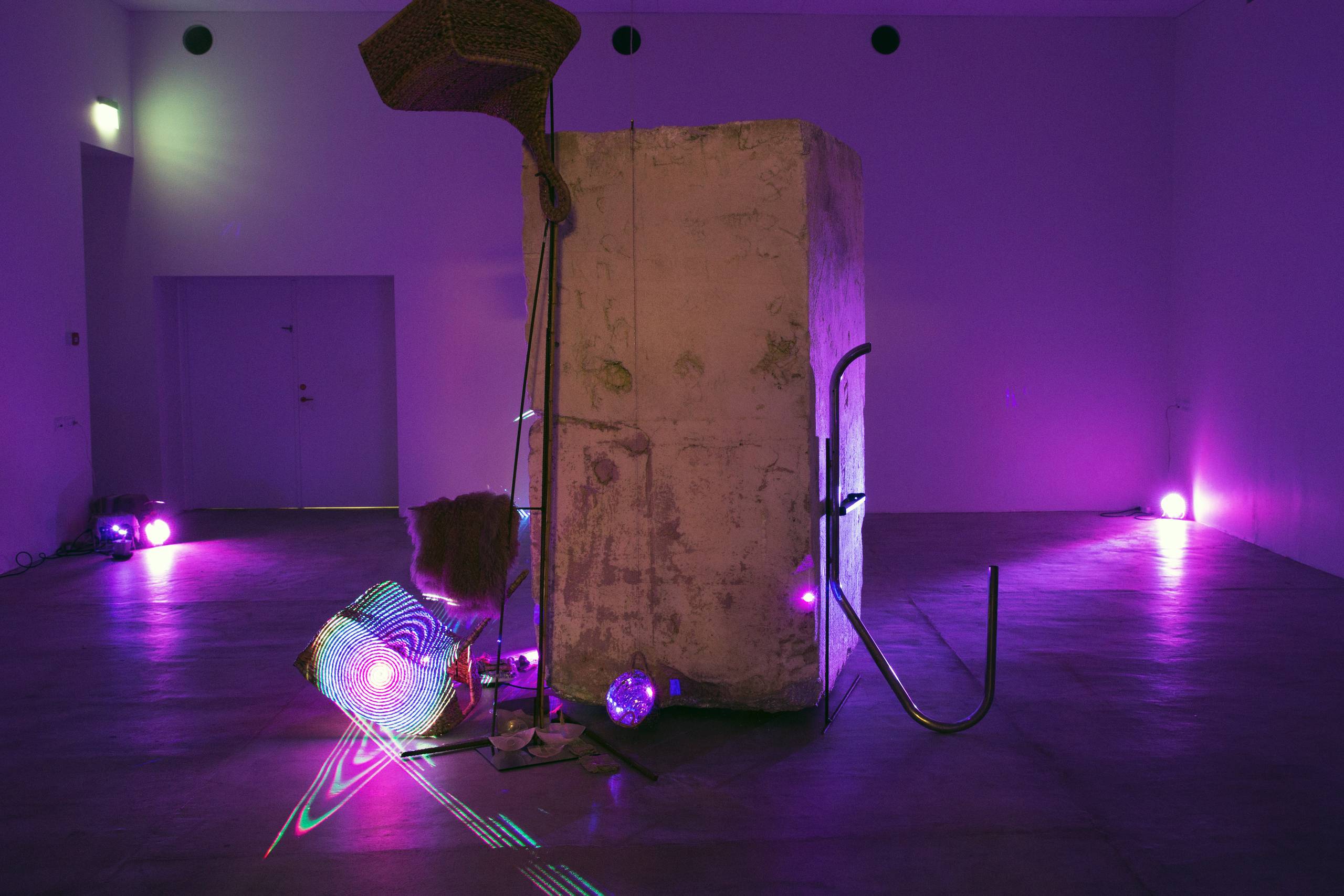 "Nut - The Nightsky and the Astralpool (the Obelisk, the Guillotine)", 2015. Mixed media. Foto: Martin Erik Andersen