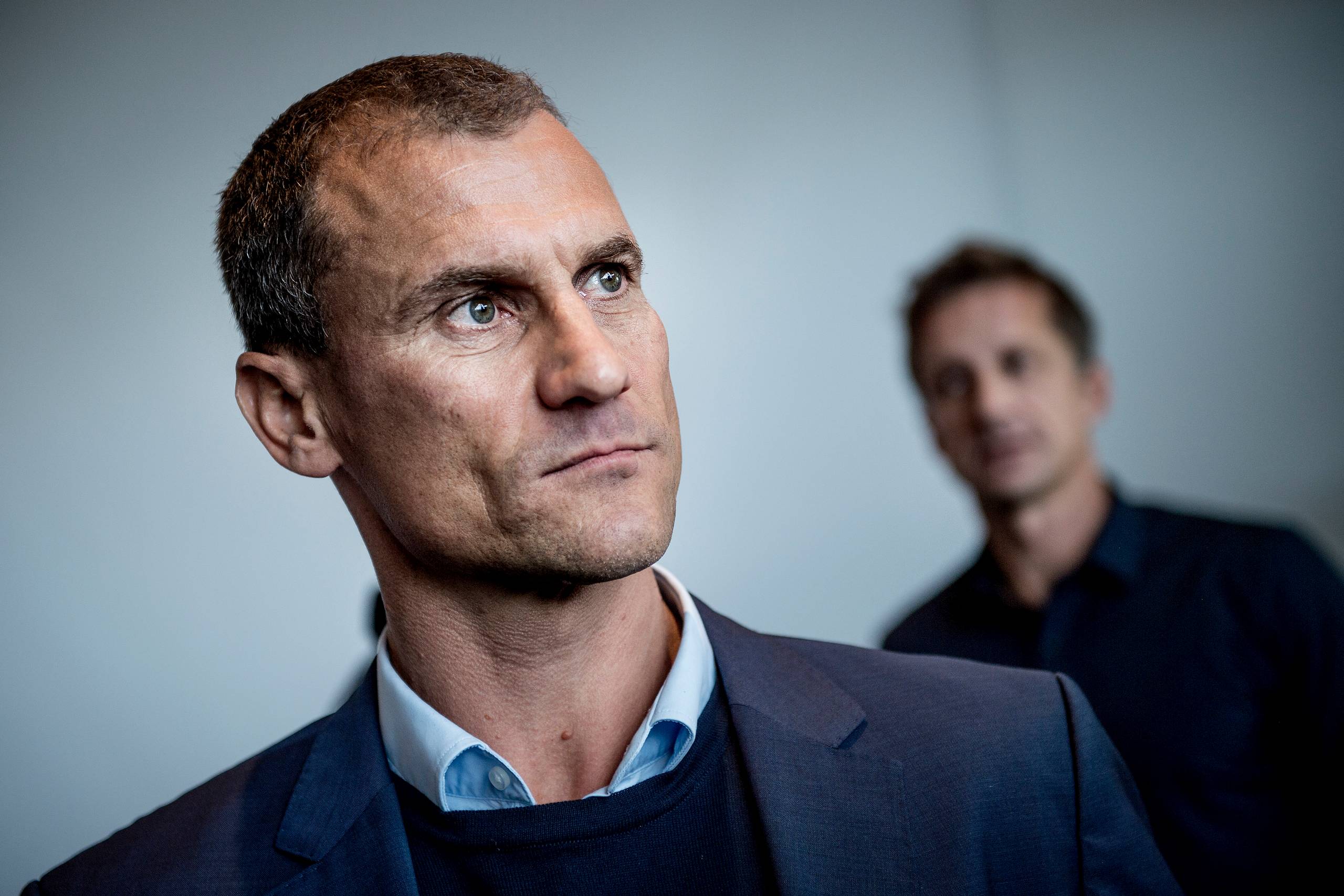     (ARKIV) Pressemøde med Ebbe Sand i Brøndby, onsdag den 31. oktober 2018. Brøndby ansætter Carsten V. Jensen som fodbolddirektør. Sportsdirektør Ebbe Sand stopper. Ole Palmå afløser Jesper Jørgensen som adm. direktør, oplyser klubben. Det skriver Ritzau, onsdag den 10. juli 2019. Foto: Liselotte Sabroe/Ritzau Scanpix  