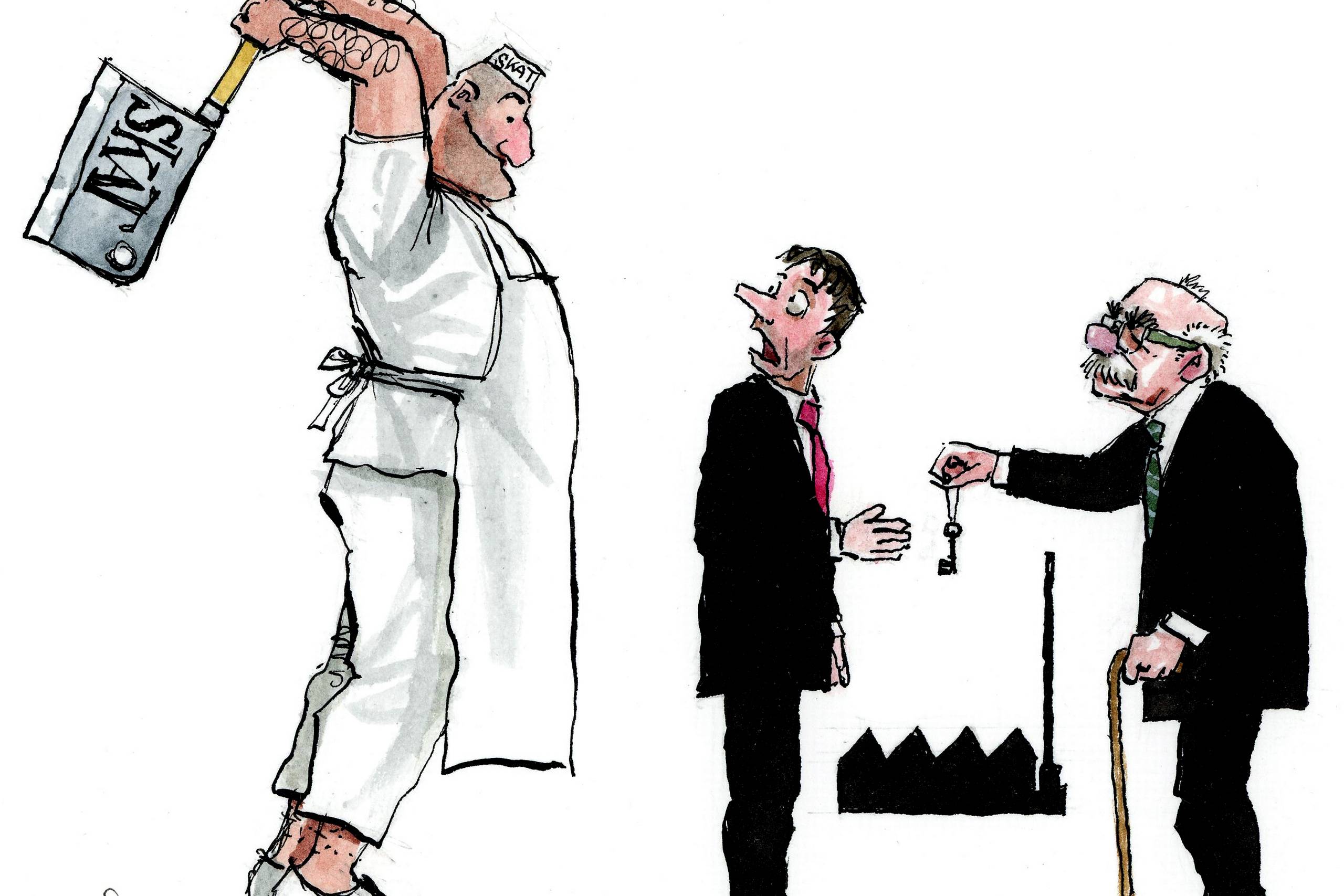 Skat og generationsskifte. Illustration: Rasmus Sand Høyer