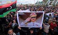 Libyske demonstranter i byen Benghazi, som er hovedsæde for krigsherren Khalifa Haftar, demonstrerer imod Tyrkiets beslutning om at sende tropper til Libyen. Foto: Esam Omran Al-Fetori/Reuters