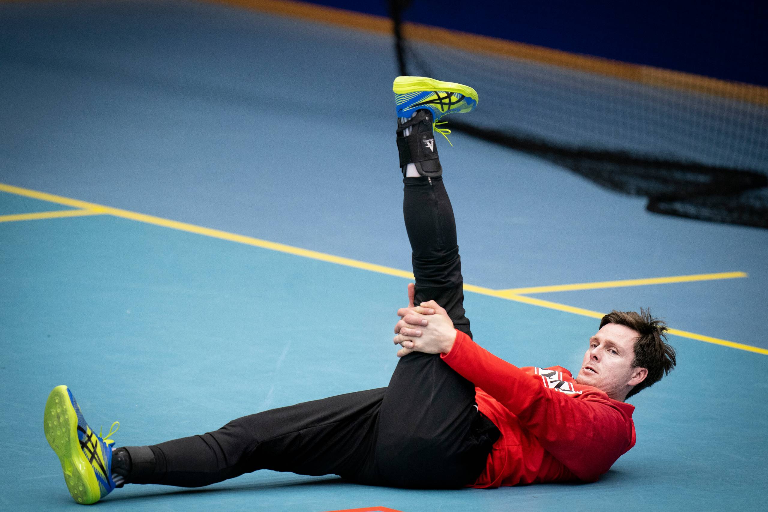 Hans Lindberg under håndboldlandsholdet træning i Baltiska Hallen i Malmø. Foto: Liselotte Sabroe/Scanpix