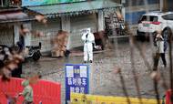Markedet i den kinesiske millionby Wuhan, hvor man mener, at smitten startede, blev lukket ned i januar 2020. Madboderne er stadig lukket den dag i dag. Foto: Darley Shen/Reuters