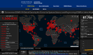 Sådan ser det ud, når man klikker ind på det verdenskort, som det anerkendte amerikanske Johns Hopkins Universitet har oprettet. Siden opdateres konstant med kilder fra hele verden og viser antallet af smittede med coronavirussen. Foto: Screendump.