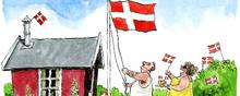 Dronning Margrethe fylder 80 år. Men der bliver ingen officiel fejring pga. coronasituationen. Men derfor kan man jo godt hejse flaget der, hvor man er. Arkivtegning: Rasmus Sand Høyer.