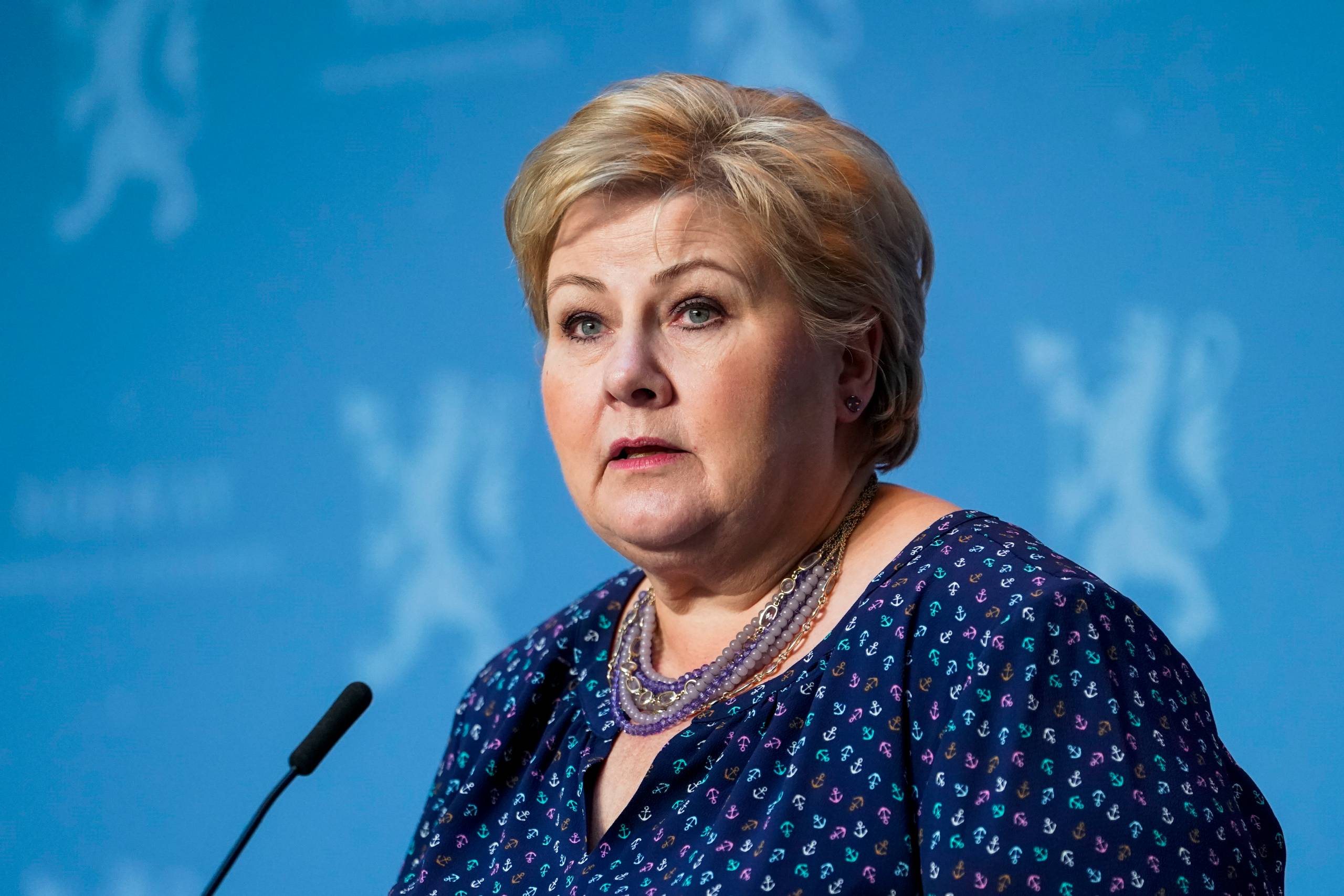     Oslo 20200507. Statsminister Erna Solberg under Regjeringens pressekonferanse om gjenåpning av samfunnet. Foto: Fredrik Hagen/NTB Scanpix  