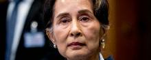 Myanmars leder, Aung San Suu Kyi, fylder 75 år den 19. juni. Hun forsvarede i december 2019 sin ageren i Rohingya-krisen ved et retsmøde ved Den Internationale Domstol i Haag.  Foto: Koen Van Weel/Ritzau Scanpix