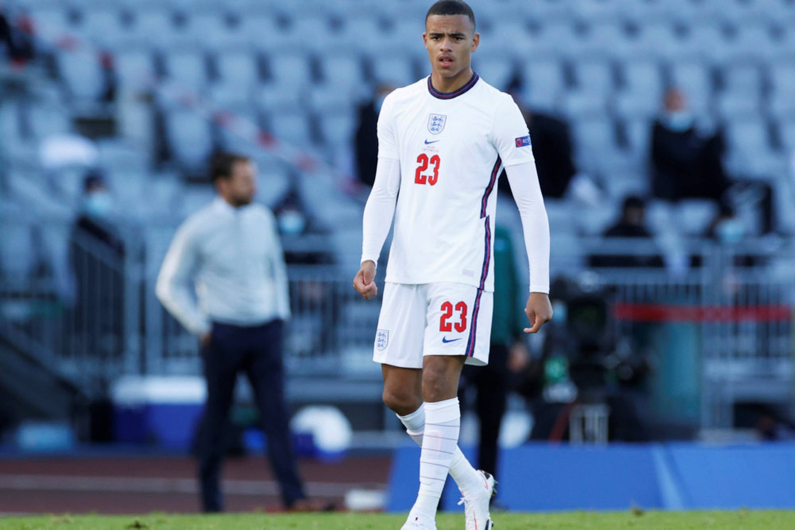 Mason Greenwood er ikke med mod Danmark tirsdag aften. Foto: John Sibley/Reuters