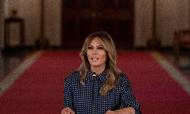 First lady Melania Trump speaks during a roundtable discussion about "Recovery at Work: Celebrating Connections, " in the East Room of the White House, Thursday, Sept. 3, 2020, in Washington. (AP Photo/Alex Brandon)