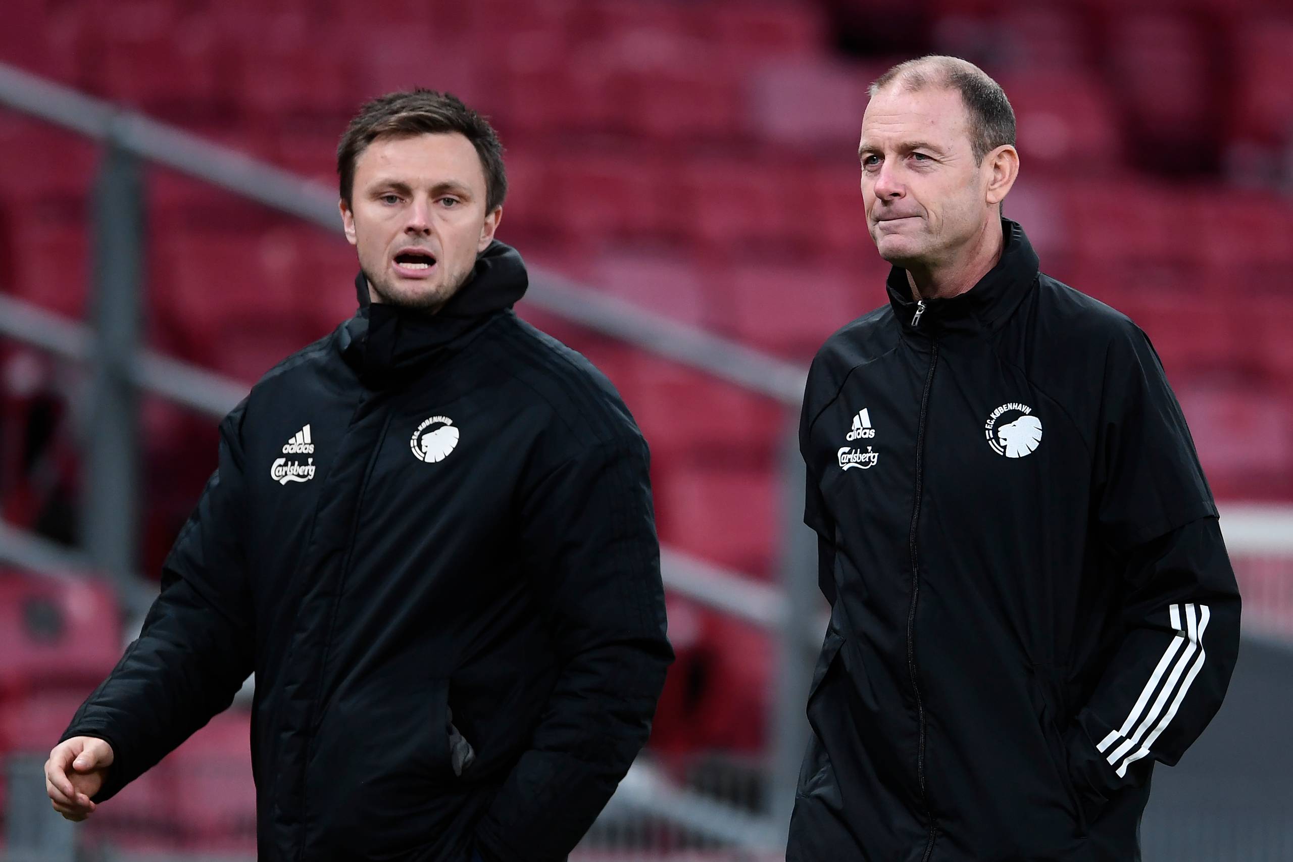 William Kvist (tv.) og cheftræner Jess Thorup (th.) fremhæver begge, at Dubai-træningslejren var den eneste mulighed for FC København sportsligt set. Foto:Lars Poulsen