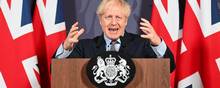 Storbritanniens premierminister, Boris Johnson, var en glad mand, da han om eftermiddagen den 24. december 2020 præsenterede, hvad han betegnede som den største handelsaftale nogensinde. Foto: Paul Grover/Reuters