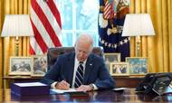 USA's præsident, Joe Biden, underskrev i marts den største hjælpepakke, USA har set i årtier. Foto:Mandel Ngan/Ritzau Scanpix