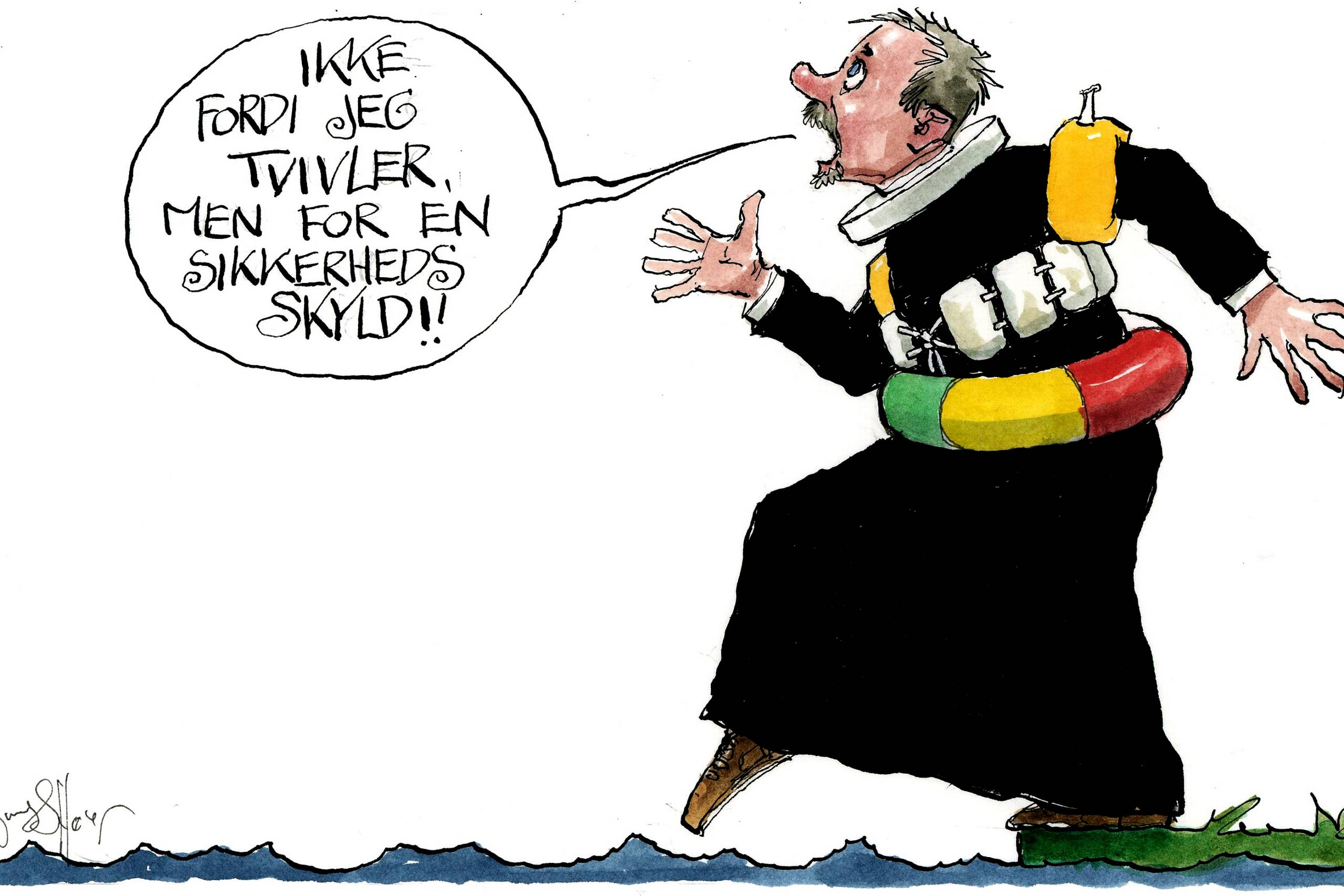 Påskedagene fremhæver,​ at troen er absolut. Det betyder ikke, at den troende ikke kan tvivle, skriver Per Nyholm. Arkivtegning: Rasmus Sand Høyer.