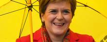 Sturgeons parti vandt ikke absolut flertal, som hun havde håbet. Men det var tæt på. Foto: Andy Buchanan/AFP