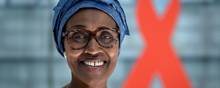 Lederen af FN-programmet Unaids, Winnie Byanyima, er optimistisk omkring, at verden kan nå et mål om at besejre aids inden 2030. Det sagde hun torsdag i forbindelse med offentliggørelsen af en rapport. Foto: Fabrice Coffrini/Ritzau Scanpix