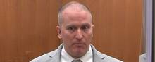 Tidligere politibetjent i Minneapolis  Derek Chauvin blev fredag eftermiddag lokal tid idømt over 22 års fængsel for drabet på George Floyd. Foto:  Reuters