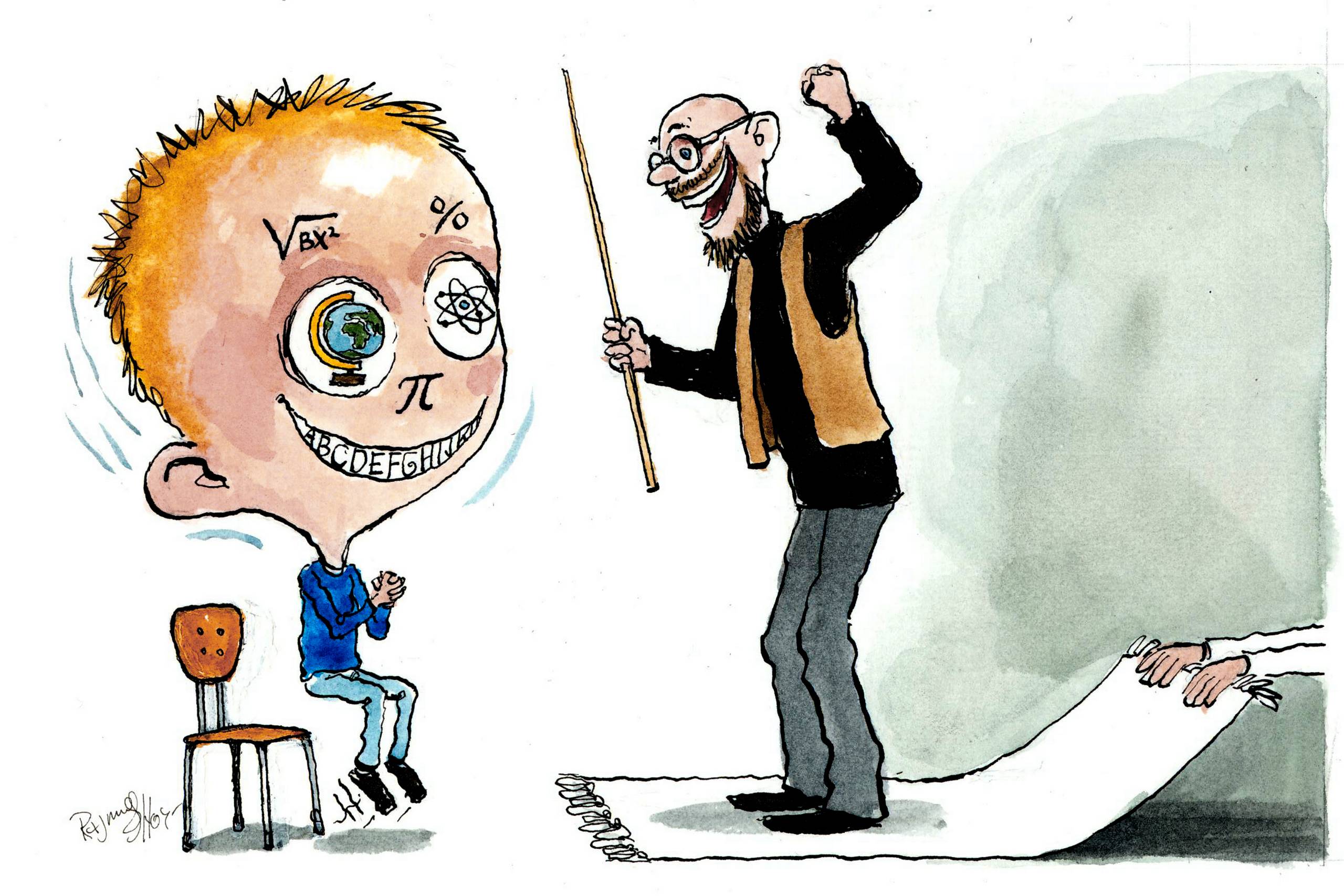 Undervisningsministerens udskiftning af de nationale test med folkeskolens nationale færdighedstest er et udtryk for en mistillid til lærerne, da deres fornemste opgave, uden brug af test, er at have øje for den enkelte elevs styrker og svagheder, mener Elmo Flaskager. Arkivtegning: Rasmus Sand Høyer