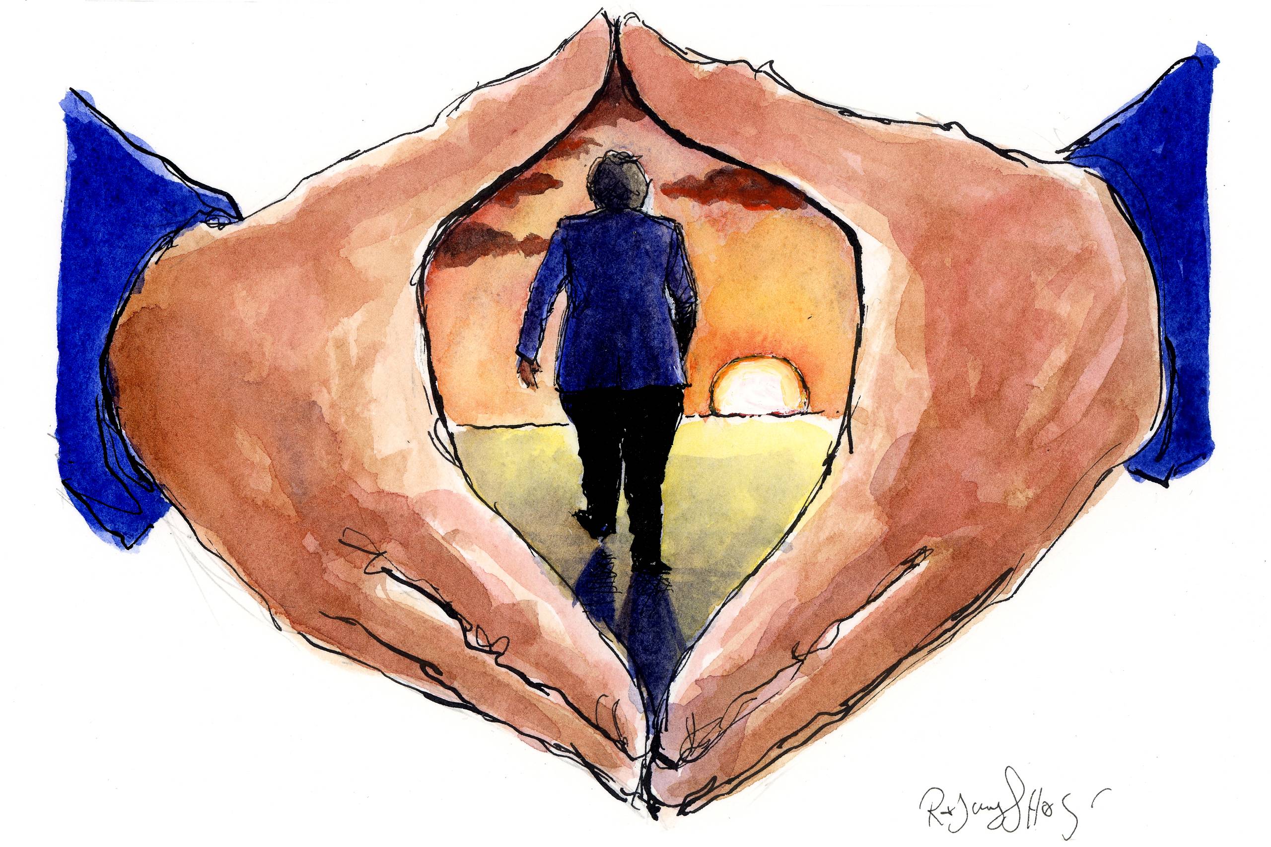 Så er det endegyldigt farvel til Angela Merkel. Til sidst turde hun i højere grad italesætte sin østtyske herkomst og den endnu langt fra afsluttede genforening af Tyskland. Arkivtegning: Rasmus Sand Høyer