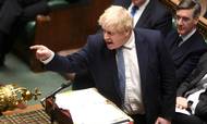 Boris Johnson var onsdag under beskydning i Underhuset i premierministerens spørgetid. Han kritiseres for en række fester og sammenkomster i og omkring Downing Street, som muligvis brød de britiske coronarestriktioner. Foto: Jessica Taylor/AFP