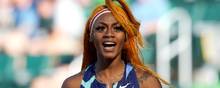 Den amerikanske topsprinter Sha'Carri Richardson kom ikke til at deltage i OL i Tokyo sidste sommer, fordi hun blev taget for cannabis. Arkivfoto: Ashley Landis/Ritzau Scanpix