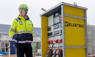 I forlængelse af denne strømfordeler kan NCC på byggepladen ved Christiansholm i København monitorere strømforbruget af maskineri og lys. Foto: Nikolai Linares