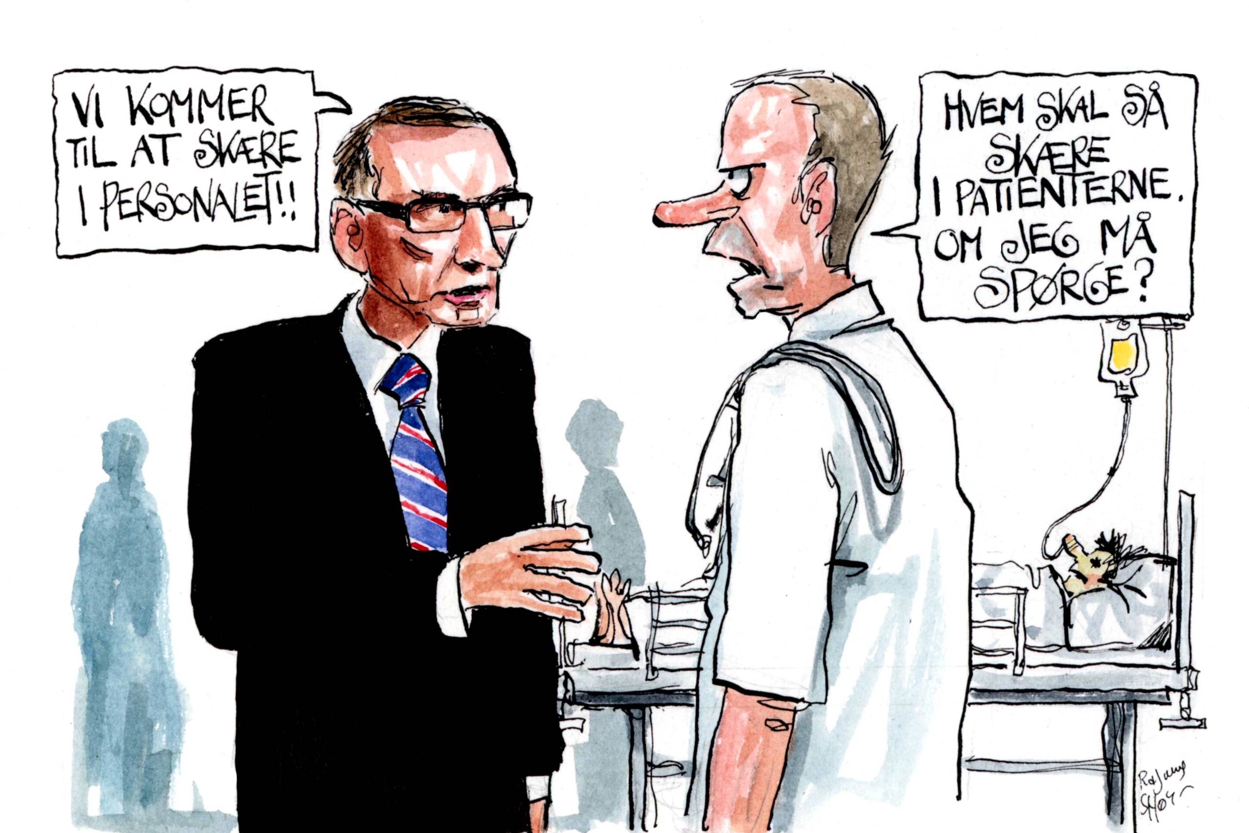 En benhård politisk prioritering på regionens budget for 2019, hvor et trecifret millionbeløb blev flyttet fra andre afdelinger for at styrke cancerbehandlingen, har spillet en stor rolle i forhold til de høje amputationsrater i Region Midtjylland, mener Franz Von Jessen. Arkivtegning: Rasmus Sand Høyer 