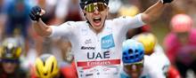 Cycling - Tour de France - Stage 6 - Binche to Longwy - France - July 7, 2022 Uae Team Emirates' Tadej Pogacar crosses the finish line to win stage 6 REUTERS/Christian Hartmann
