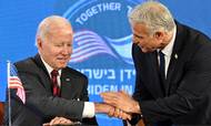 Joe Biden mødes med Israels premierminister Yair Lapid. 
 Foto: Mandel NGAN / AFP).