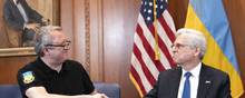 Den amerikanske justitsminister, Merrick Garland, mødtes tirsdag med Ukraines chefanklager, Andrij Kostin, i USA's hovedstad, Washington D.C. - Foto: Manuel Balce Ceneta/Ritzau Scanpix