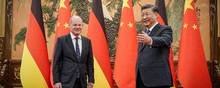 Mødet mellem Tysklands kansler, Olaf Scholz, og Kinas præsident, Xi Jinping, i Beijing fredag har vakt stor debat i og uden for Tyskland. Foto: Kay Nietfeld/Reuters