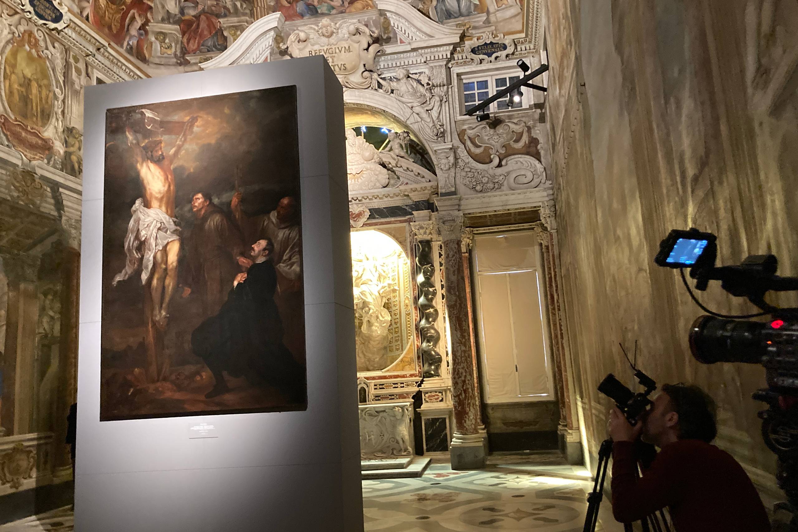 Aner hun katastrofen? Aner hun kongens henrettelse i 1649? Van Dycks portræt af Englands kong Charles I og hans gemalinde, malet i London 1632-1633, p.t. Genova. Foto:  Palazzo Ducale, Genova.